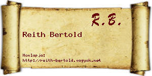 Reith Bertold névjegykártya